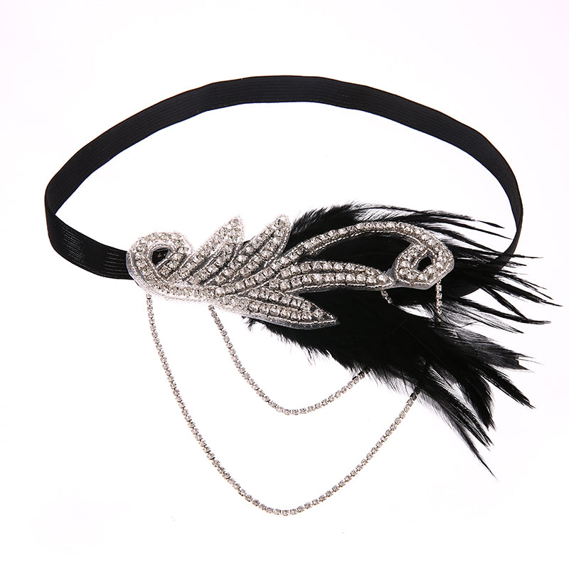 20s Black Feather Vintage Bridal Great Gatsby Flapper Headband