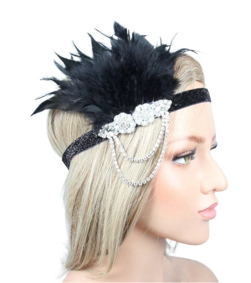 20s Black Feather Vintage Gatsby Flapper Headpiece