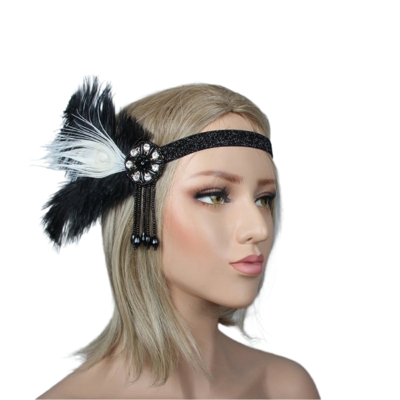 Ladies 20s Headband Feather Gatsby Flapper Headpiece