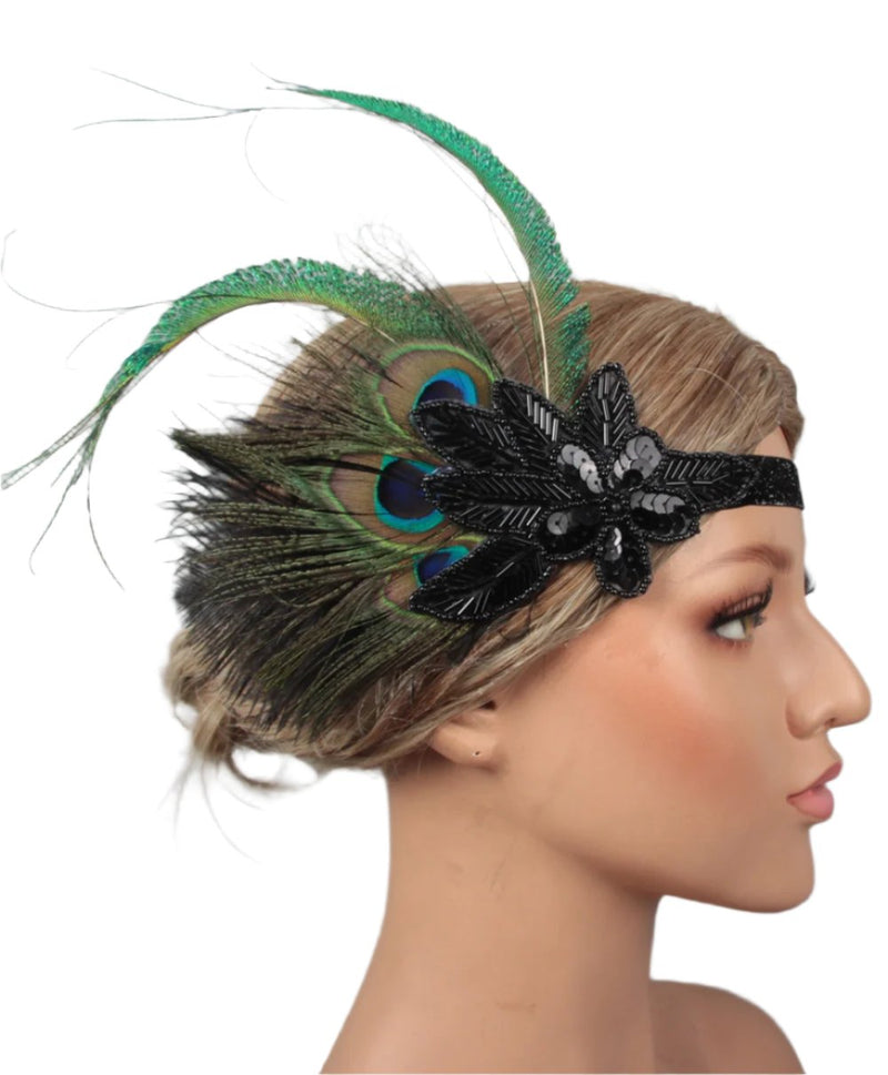 1920s Feather Vintage Bridal Great Gatsby Flapper Headband