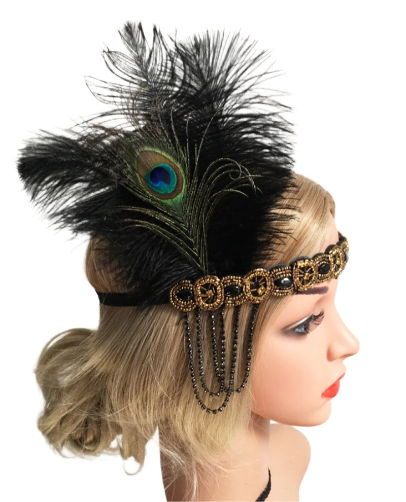 1920s Headband Feather Great Gatsby Flapper Headpiece