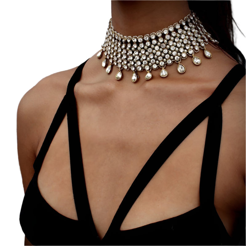 Diamond Drop Crown Shape Choker