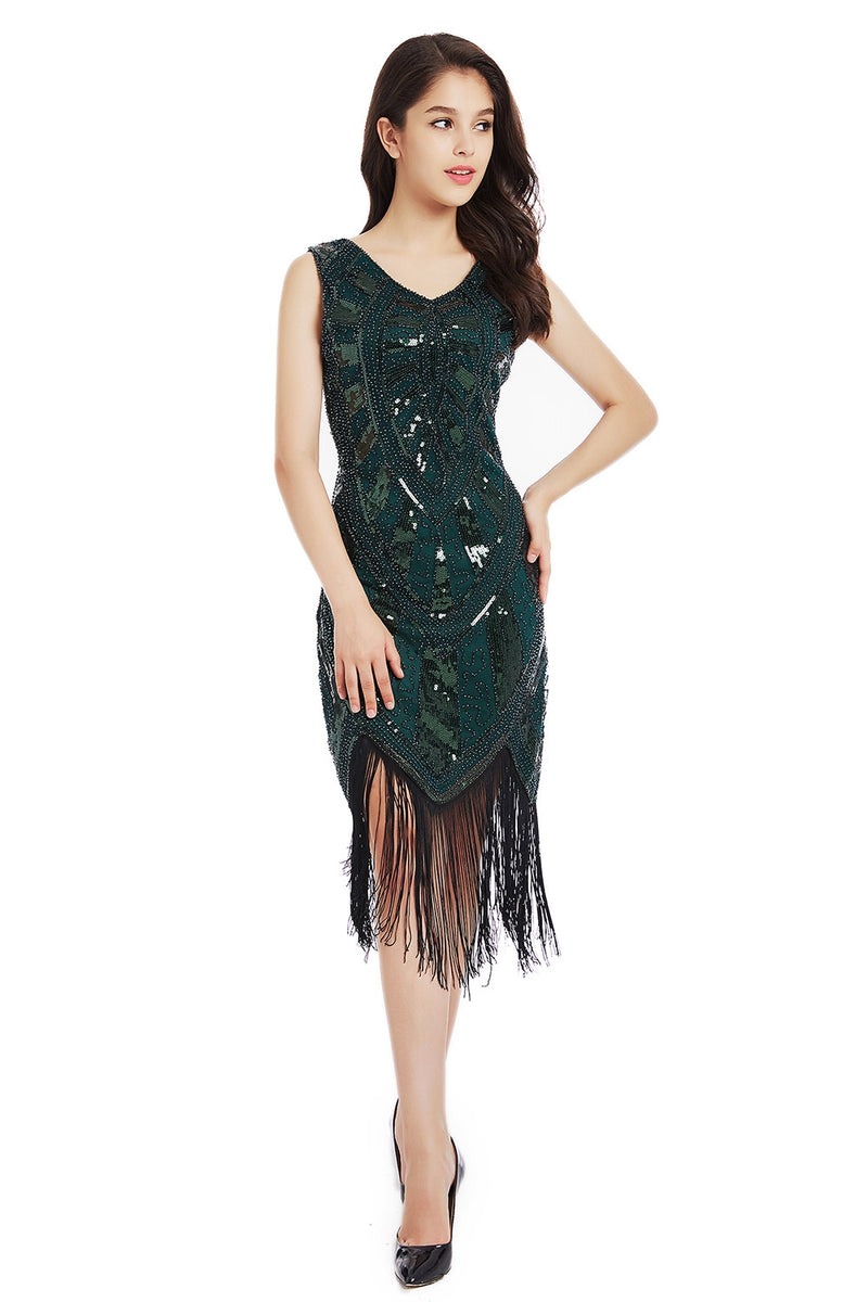 1920s Great Gatsby Flapper Costume Dark Green