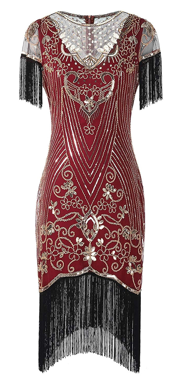 Red Ladies 1920s Flapper Fashion Dress