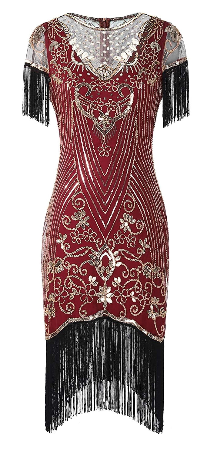 Red Ladies 1920s Flapper Fashion Dress