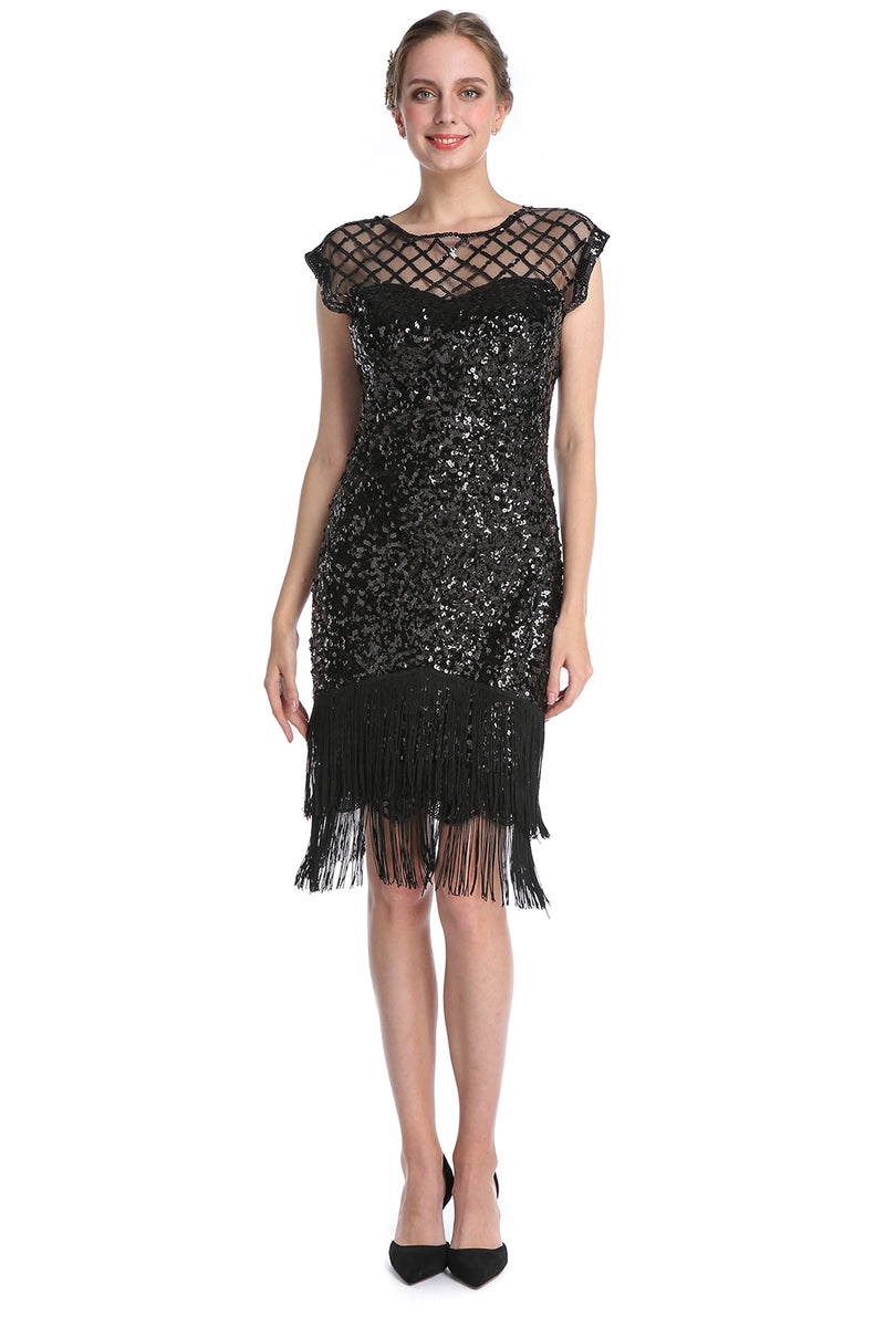 Black 1920 gatsby flapper dress
