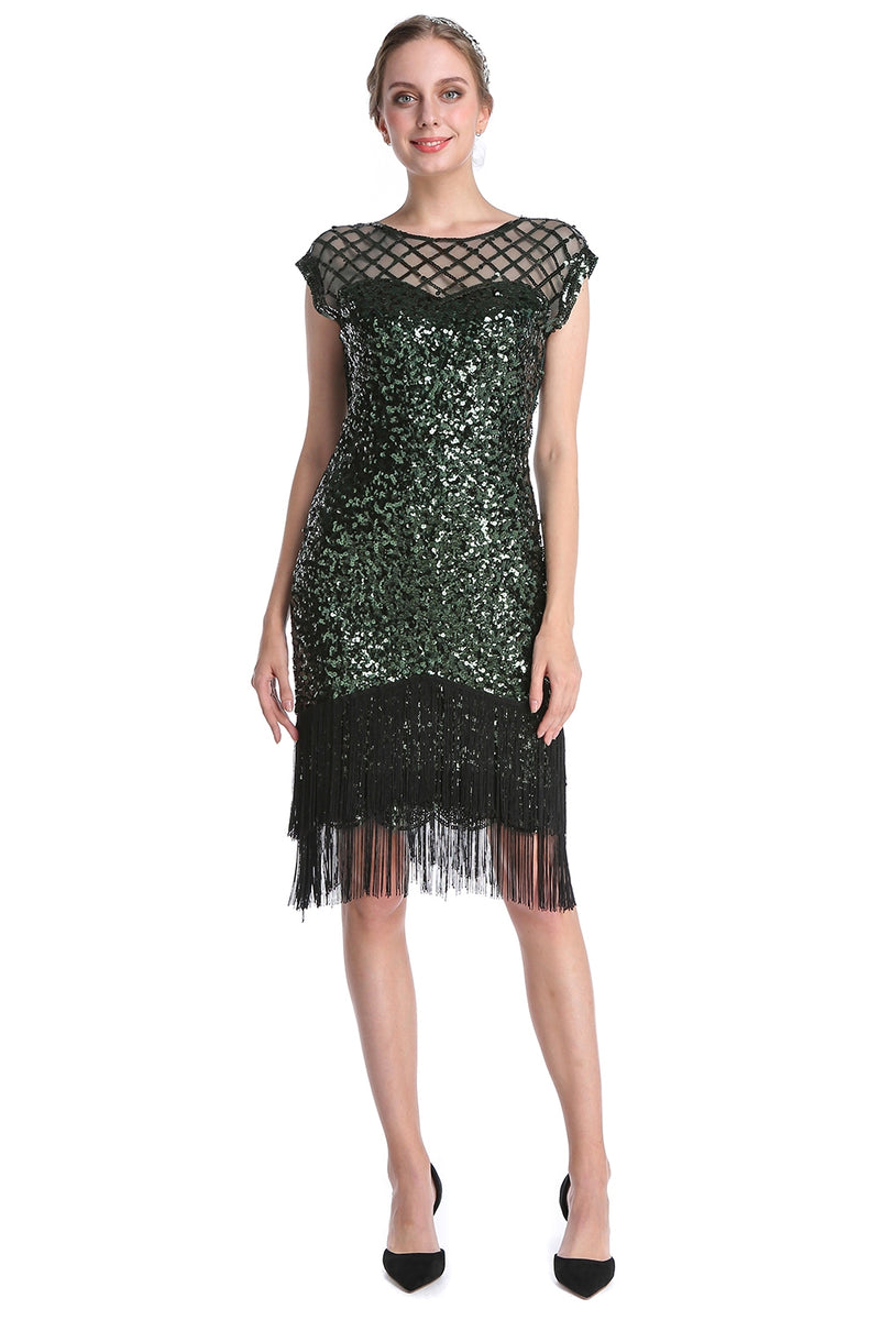Green 1920 gatsby flapper dress