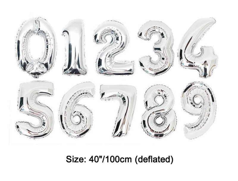 Silver 40" Numbers Air Inflatable Balloon