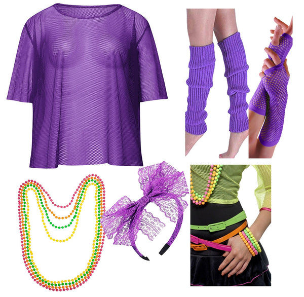 Purple Neon 1980s Costume
