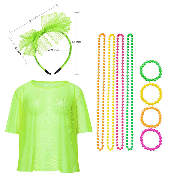 Green Fishnet Vest Top Set