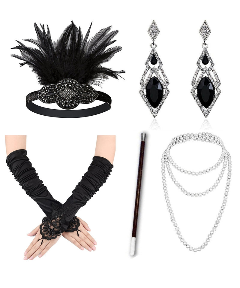 5pcs Roaring 1920s Flapper Accessories Set