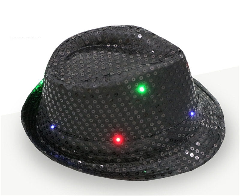 Kids Black LED Light Up Flashing Sequin Costume Hat