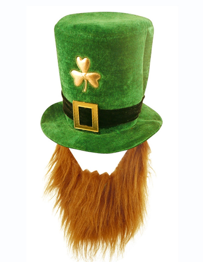 Plush Leprechaun Hat with Beard St Patricks Day