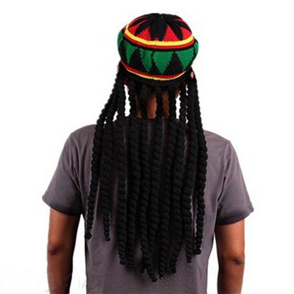 Rasta Beret Crochet Dreadlocks Jamaica Luau Hawaii Hat Wig Cap