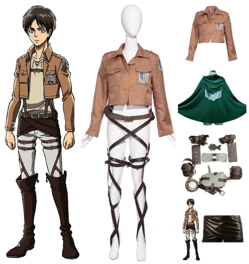 Ladies Attack on Titan The Recon Corp Mikasa Ackerman With Cloak Cosplay Costume
