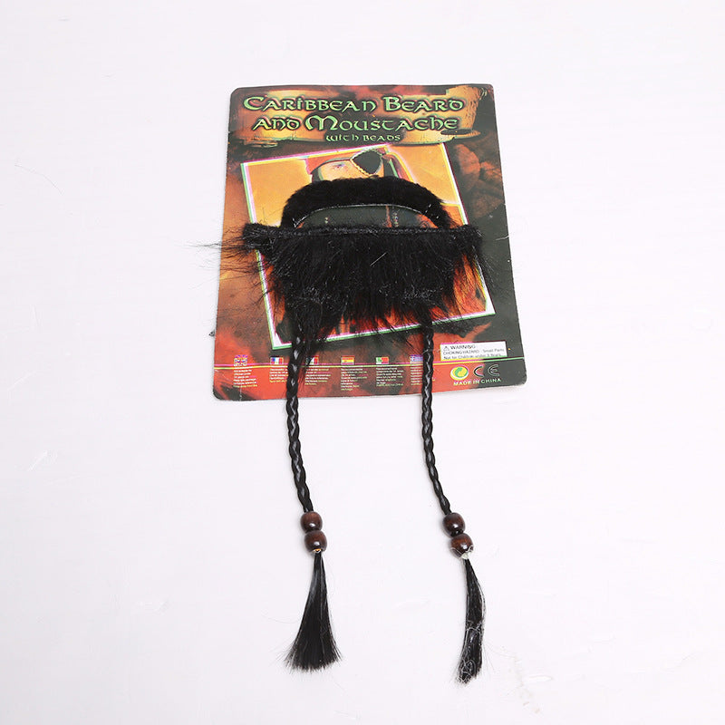 Pirate Beard Moustache Facial Hair Set Caribbean Jack Sparrow