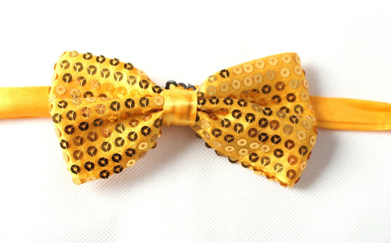 Gold Glitter Sequin Clip-on Bowtie Dance Party Bow Tie Costume Accessory