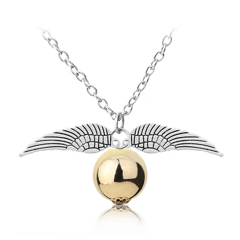 Harry Potter Quidditch Golden Snitch Gold Pocket Necklace Deathly Hallows