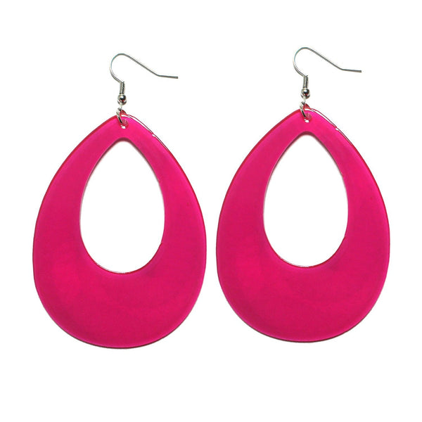 Rose Teardrop Earrings Neon 80s Retro Rock Star