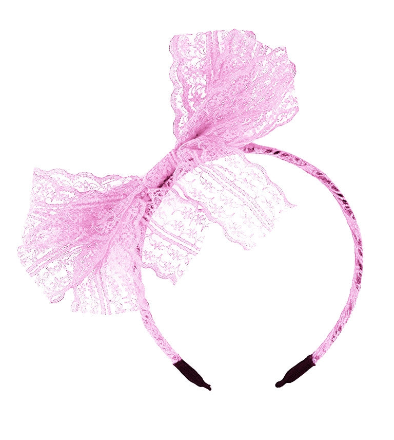 80s Party Lace Headband Pink