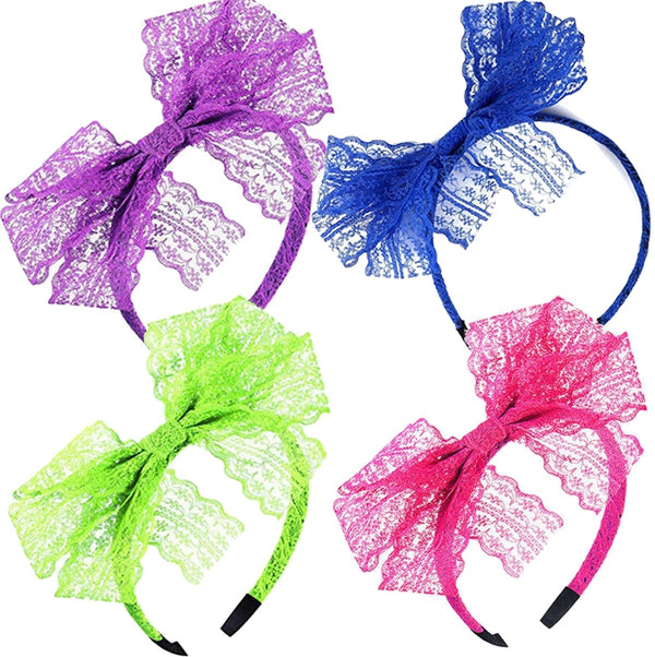 4 color 80's Lace Headband Costume Accessories