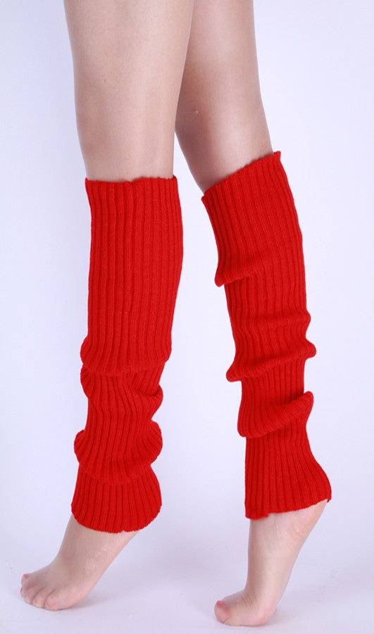 Red Womens Pair of Party Legwarmers Knitted Dance 80s Costume Leg Warmers