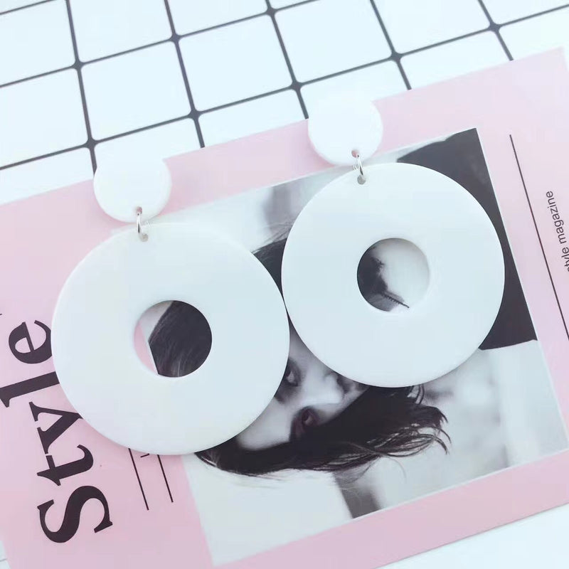 White Earrings Neon 80s 1980s 90s Retro Rock Star
