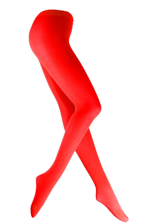 Red 80s 70s Disco Opaque Womens Pantyhose Stockings Hosiery Tights