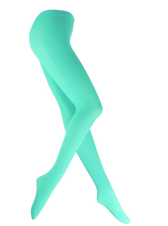 Light Green 80s 70s Disco Opaque Womens Pantyhose Stockings Hosiery Tights
