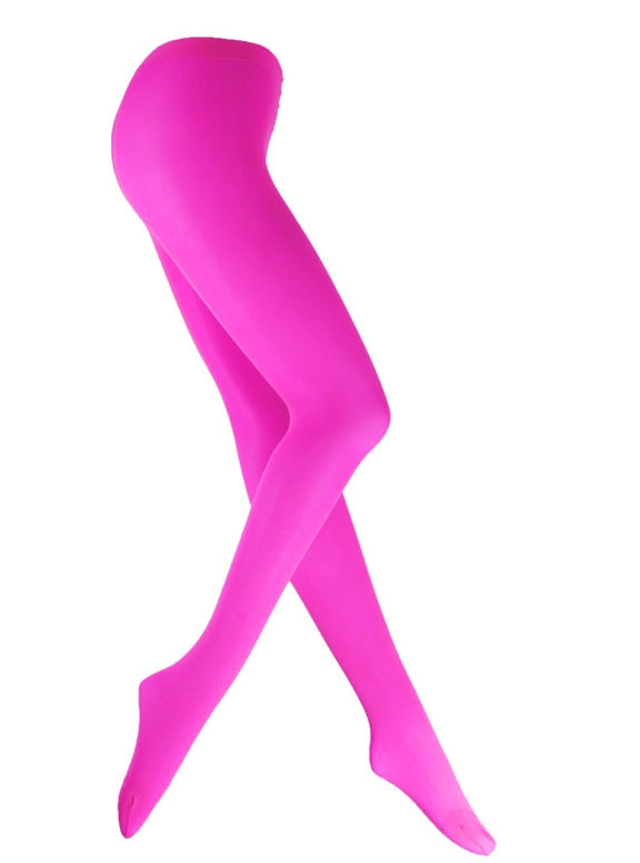 Rose Red 80s 70s Disco Opaque Womens Pantyhose Stockings Hosiery Tights