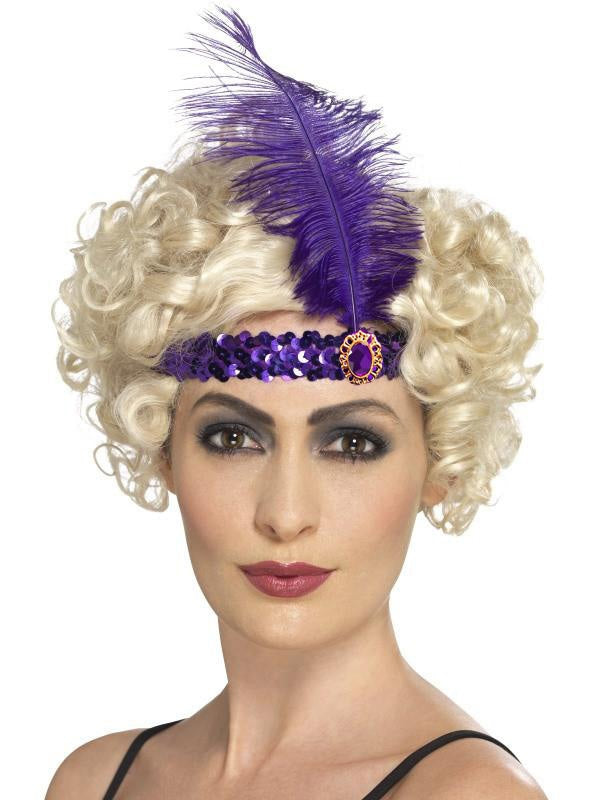 Purple 1920s Headband Feather Gatsby Flapper Headpiece