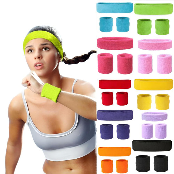 80S Exercise Sports Sweatbands Set