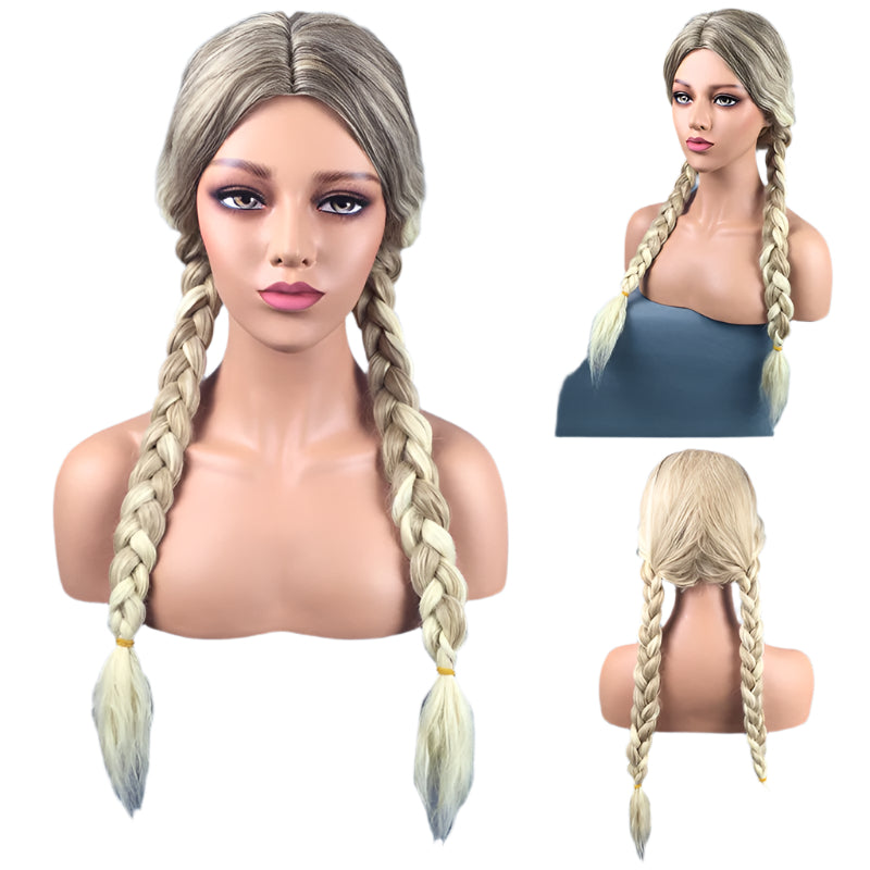 Long Braided Blonde Wig + Cap