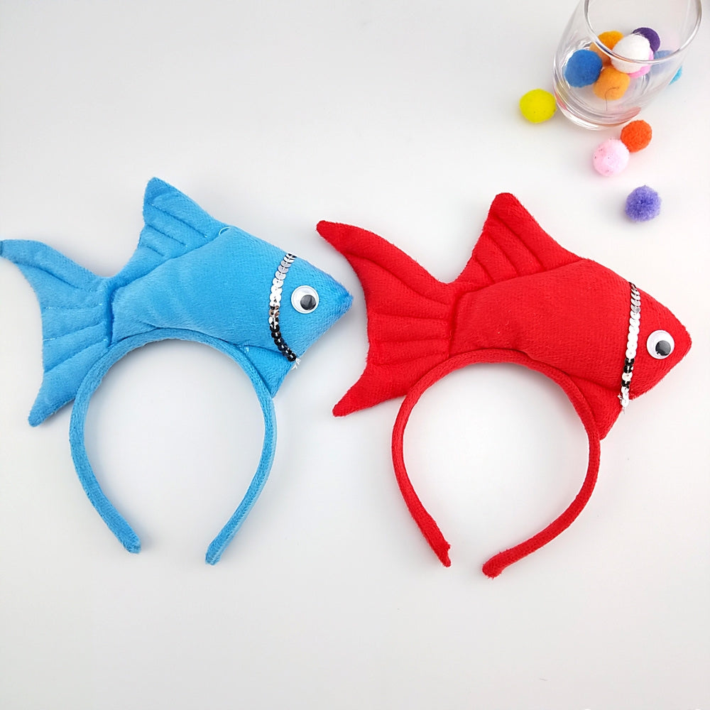 Abaodam Fish Headband Plush Animal Headbands Festival Party Hair Band Decorative Fish Headdress Adorable Cosplay Headband Party Supply