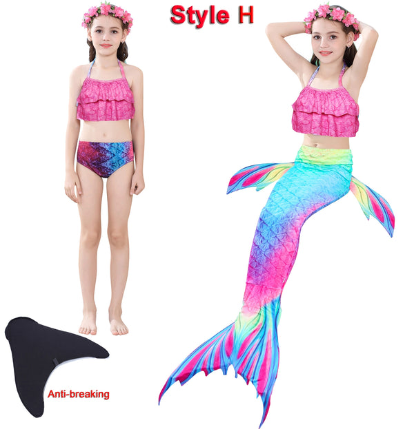 Girls Kids Mermaid tails Swimmable Swimsuit Costume
