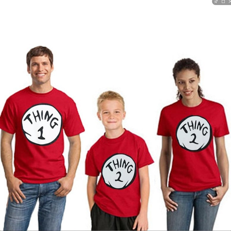 Couples Dr Seuss Cat In The Hat Thing One 1 Thing Two 2 Twins Top T-Shirt Costume