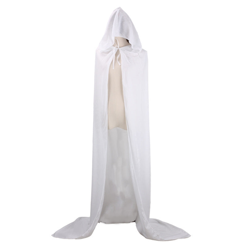 White Kids Hooded Velvet Cloak Cape Wizard Costume