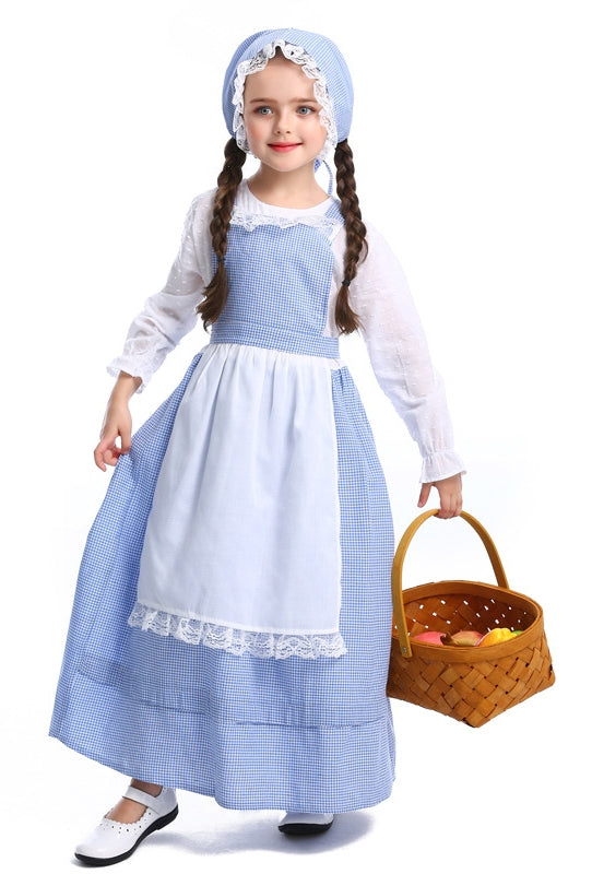 Girls Poor Victorian Maid Costume Retro Nanny Book Week Olden Days Fancy Dress