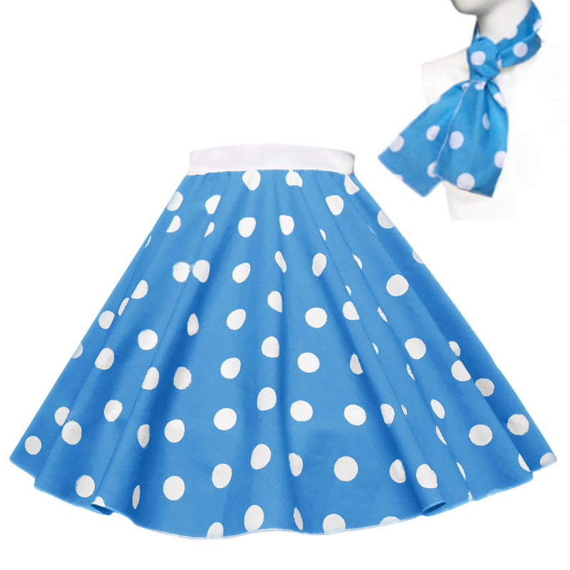 Light Blue With white dot 1950's Rock n Roll Dot Style skirt