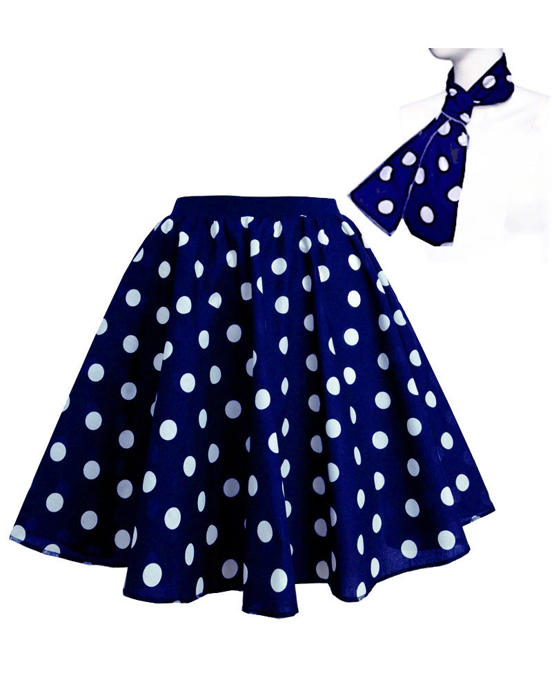 Navy With white dot 1950's Rock n Roll Dot Style skirt