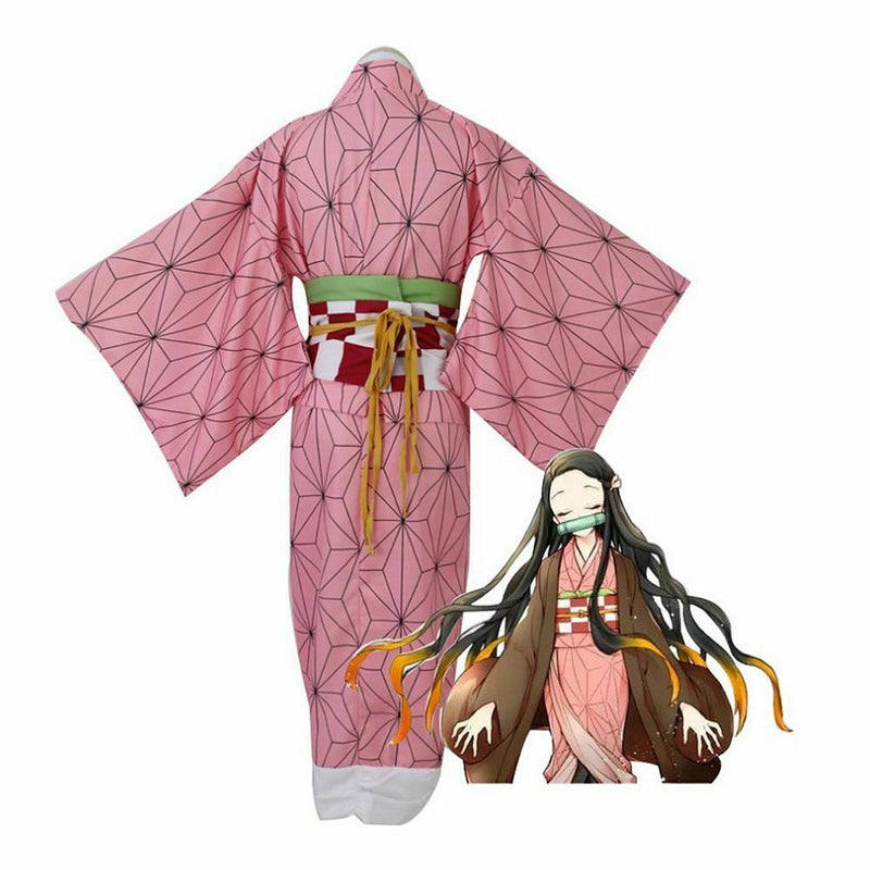 Kids Anime Demon Girl Costume - Pink Kimono Warrior Cosplay Set