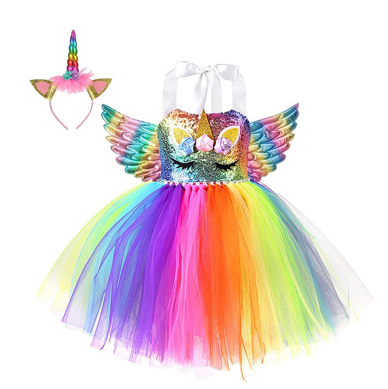Rainbow Unicorn Tulle Tutu Dress