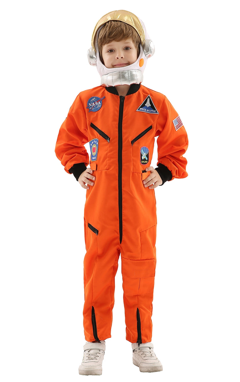 Kids Astronaut Orange Jumpsuit Costume