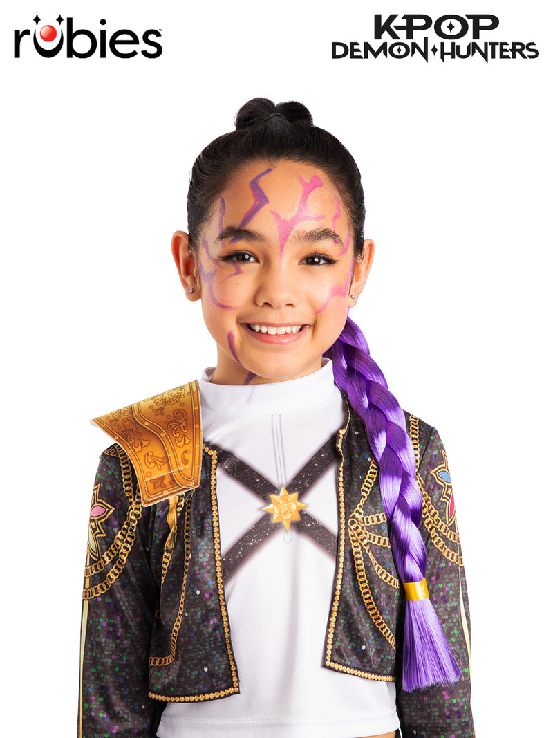 Kids K-Pop Demon Hunters Face Paint Set with three twist-up crayons in purple and pink shades in metallic gold tubes