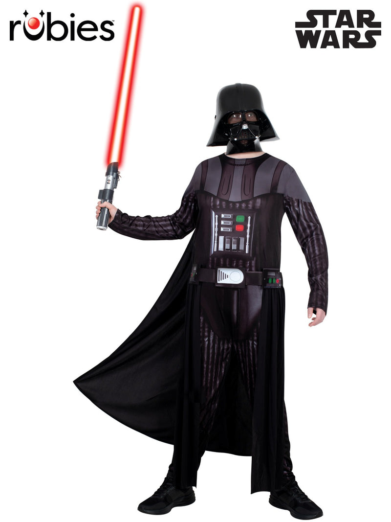 Adult Star Wars Darth Vader costume with black jumpsuit and printed armor panels