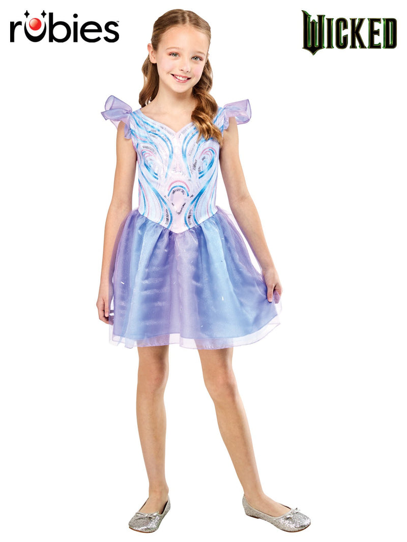 Kids Glinda costume from Wicked - periwinkle tutu dress with purple-blue ombre skirt and silver glitter bodice
