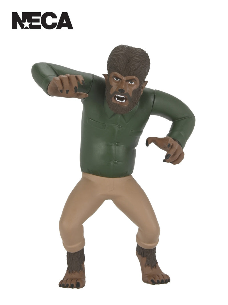Universal Monsters Wolf Man 6-inch action figure in olive green shirt and tan pants with brown fur detailing