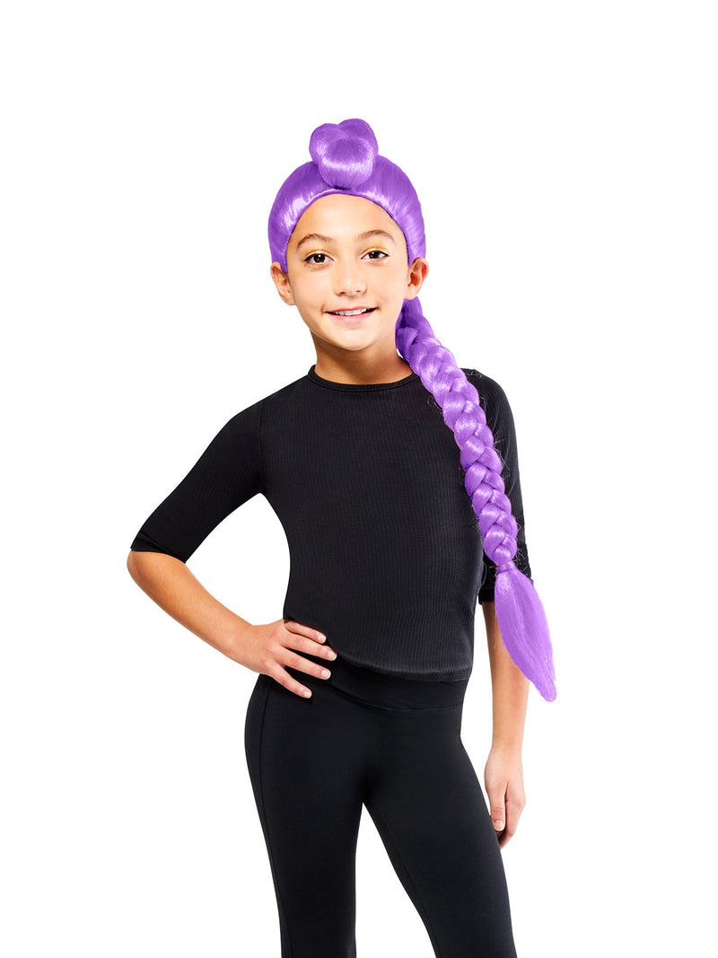 Bright purple braided wig accessory styled as Rumi character from K-Pop Demon Hunters