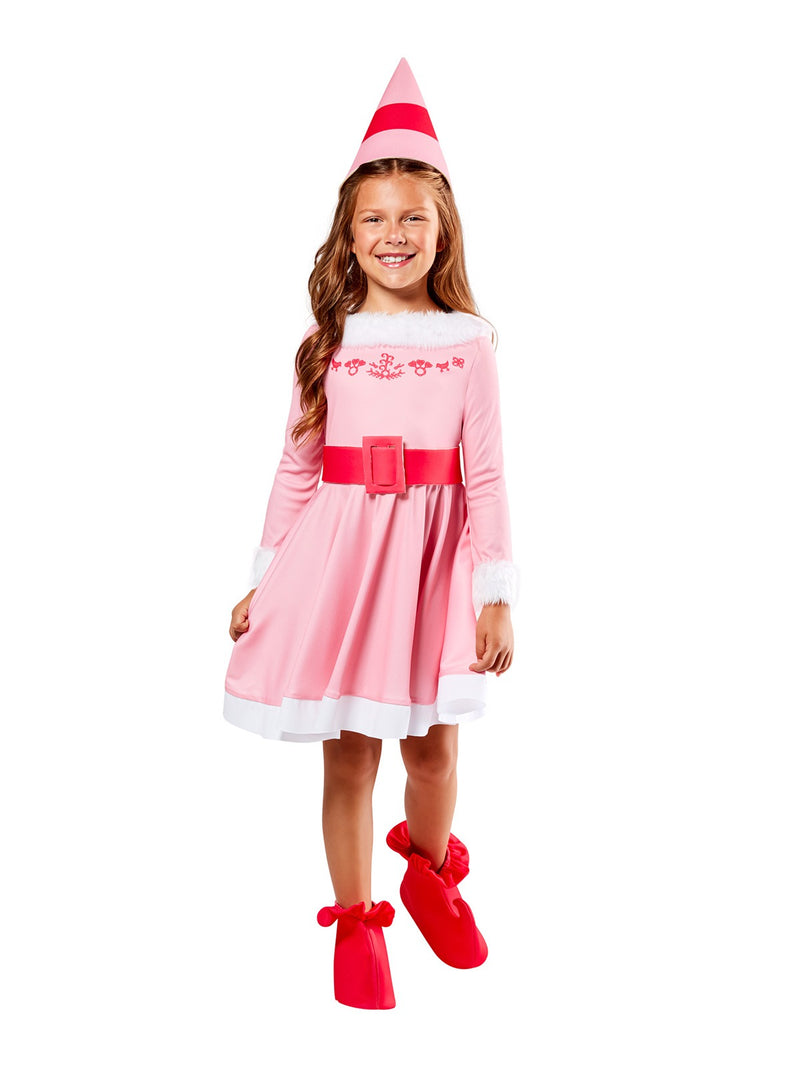 Jovie Elf dress-up set showing striped cone hat and curled red shoe covers