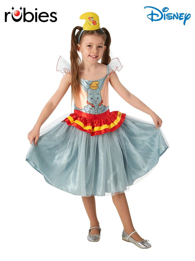 Kids Dumbo tutu dress costume with glitter skirt and circus hat headband